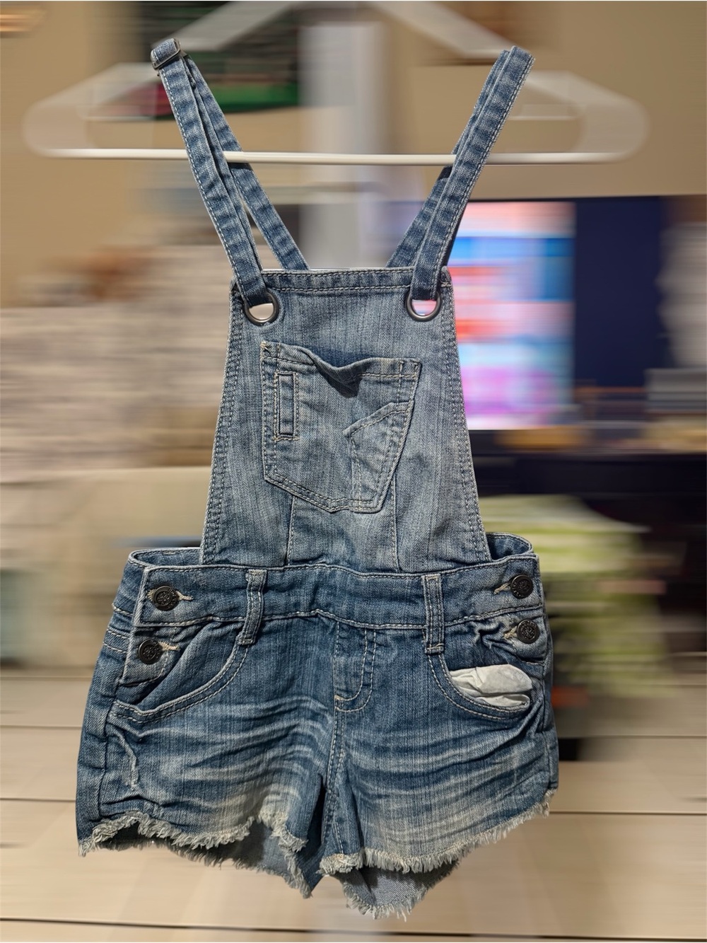 Hot Kiss Distressed Blue Denim Short Overalls